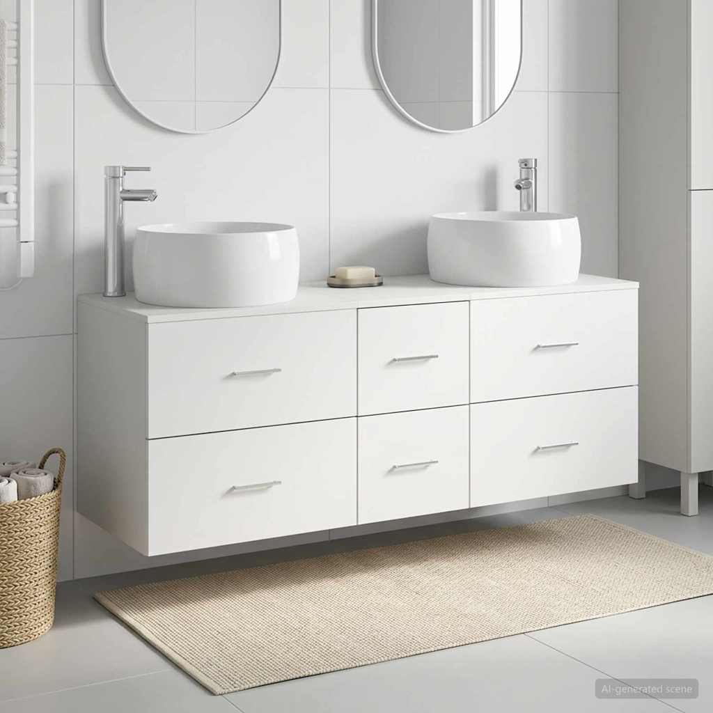 Badkamermeubelset 3 st Wit 49,5 x 44,5 x 66 cm Bewerkt hout