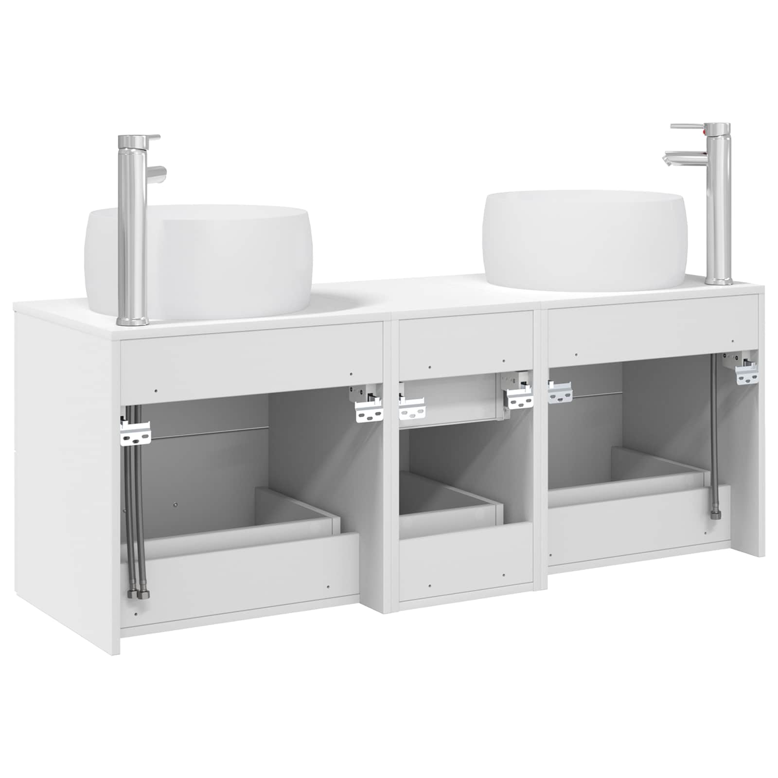 Badkamermeubelset 3 st Wit 49,5 x 44,5 x 66 cm Bewerkt hout