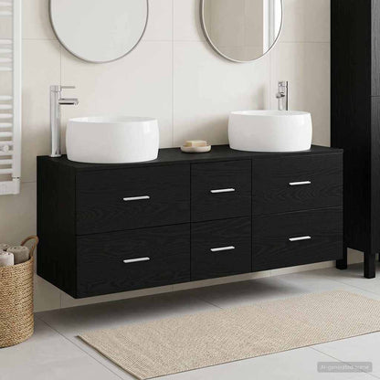 Badkamermeubelset 3 st Zwart 49,5 x 44,5 x 66 cm Bewerkt hout