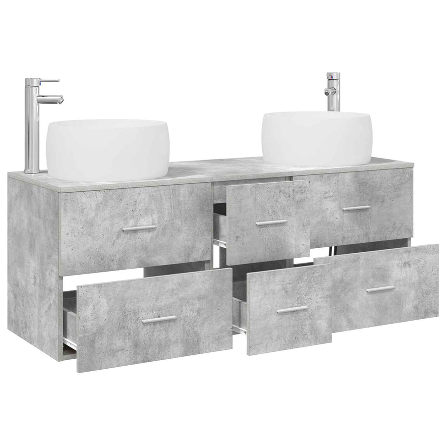 Badkamermeubelset 3 st Betongrijs 49,5 x 44,5 x 66 cm