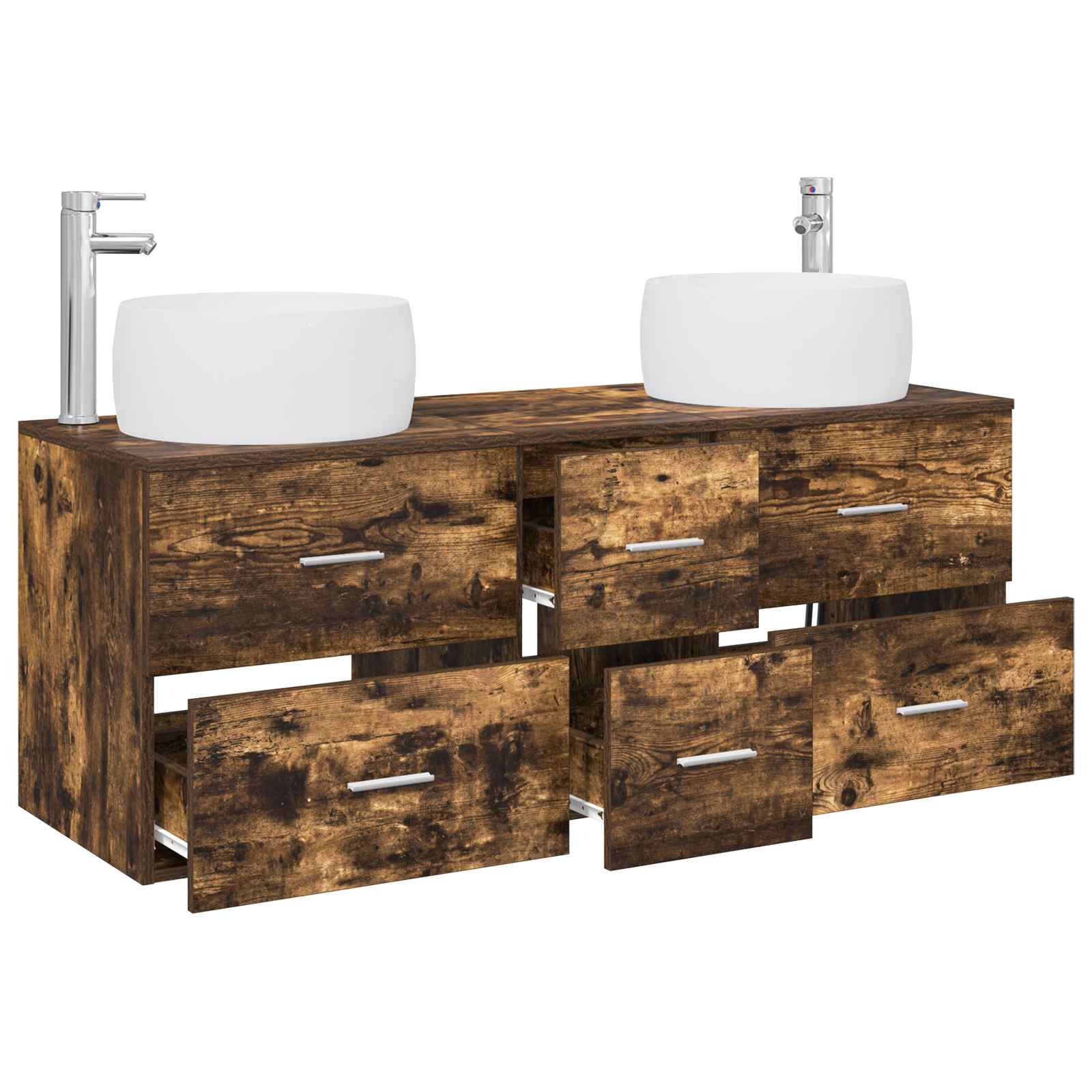 Badkamermeubelset 3 st Gerookt eiken 49,5 x 44,5 x 66 cm