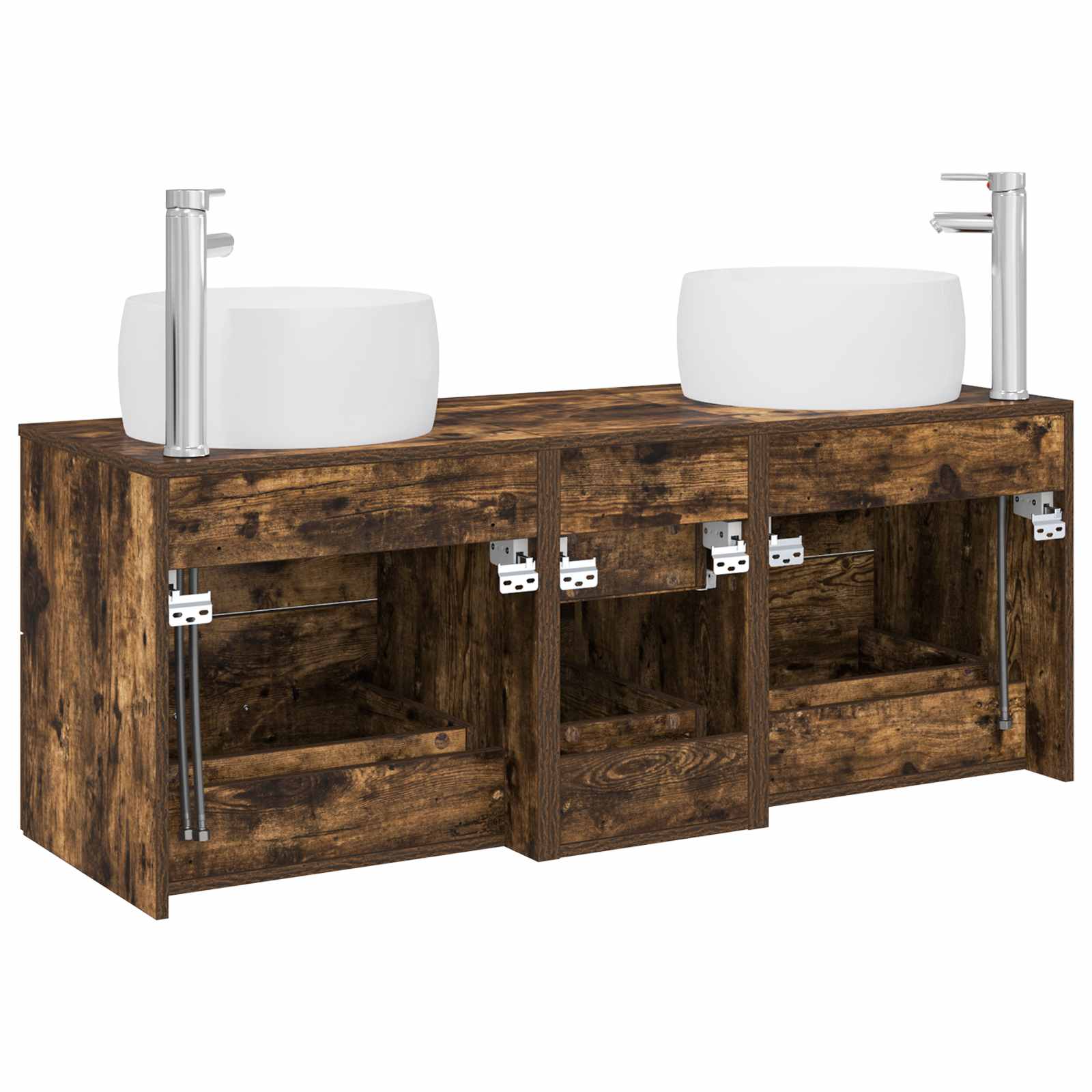 Badkamermeubelset 3 st Gerookt eiken 49,5 x 44,5 x 66 cm