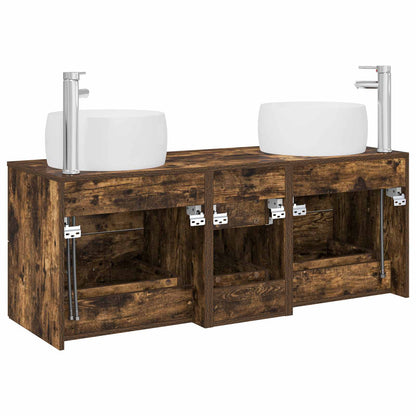 Badkamermeubelset 3 st Gerookt eiken 49,5 x 44,5 x 66 cm