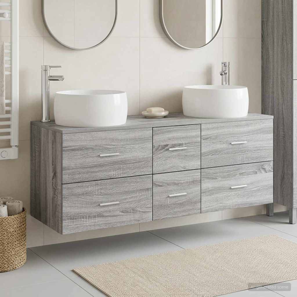 Badkamermeubelset 3 st Grijs Sonoma 49,5 x 44,5 x 66 cm