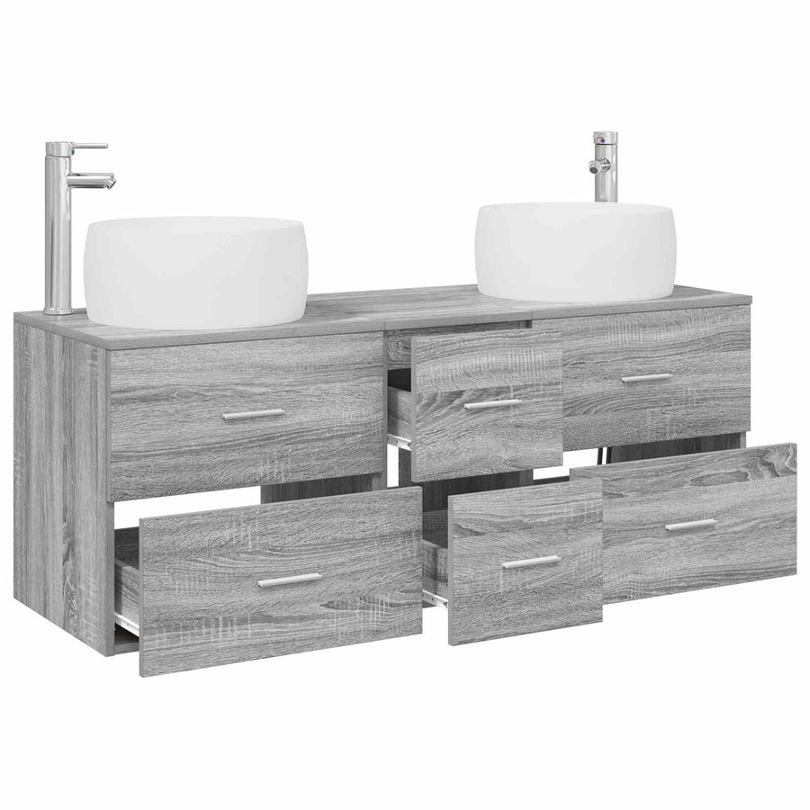Badkamermeubelset 3 st Grijs Sonoma 49,5 x 44,5 x 66 cm