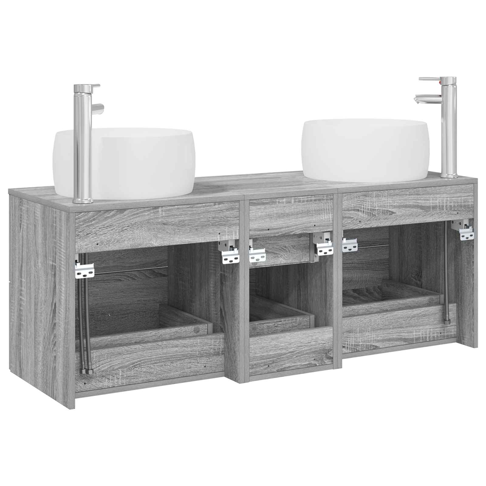 Badkamermeubelset 3 st Grijs Sonoma 49,5 x 44,5 x 66 cm