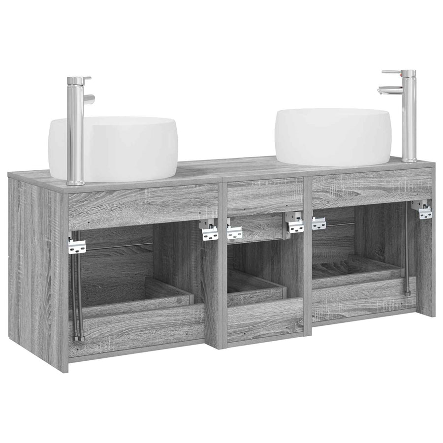 Badkamermeubelset 3 st Grijs Sonoma 49,5 x 44,5 x 66 cm