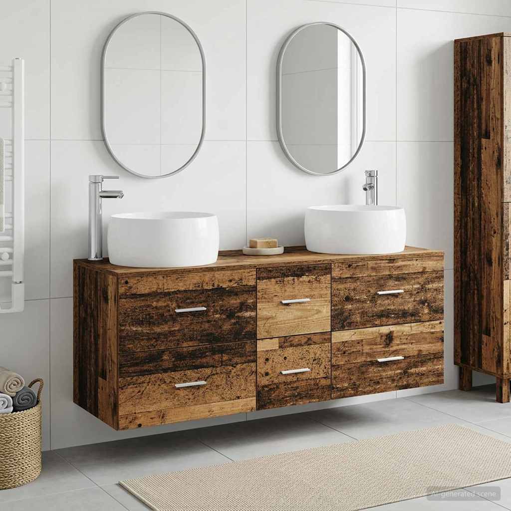 Badkamermeubelset 3 st Oud hout 49,5 x 44,5 x 66 cm