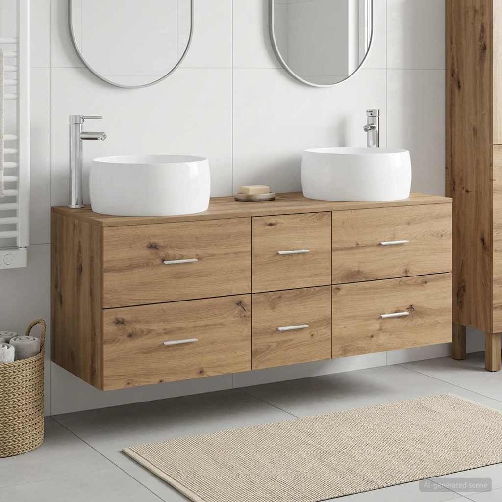 Badkamermeubelset 3 st Artisanaal eiken 49,5 x 44,5 x 66 cm