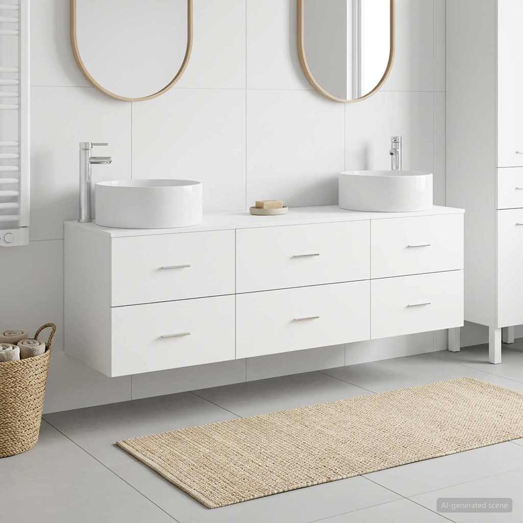Badkamermeubelset 3 st Wit 49,5 x 44,5 x 65,5 cm Bewerkt hout