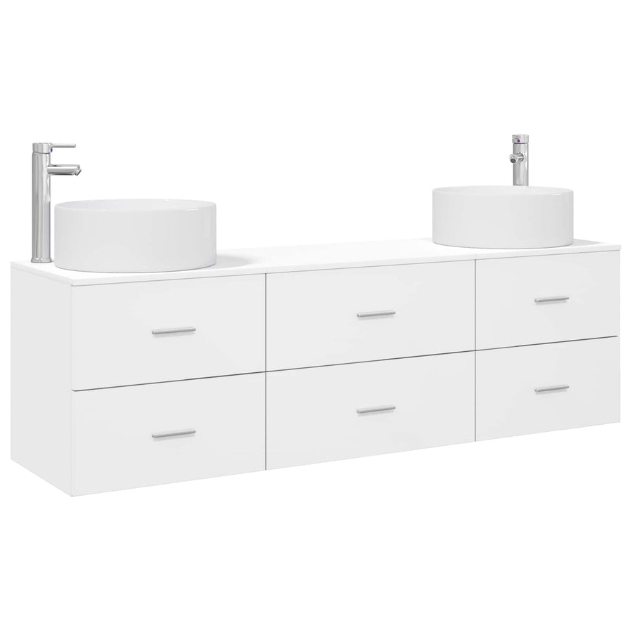 Badkamermeubelset 3 st Wit 49,5 x 44,5 x 65,5 cm Bewerkt hout