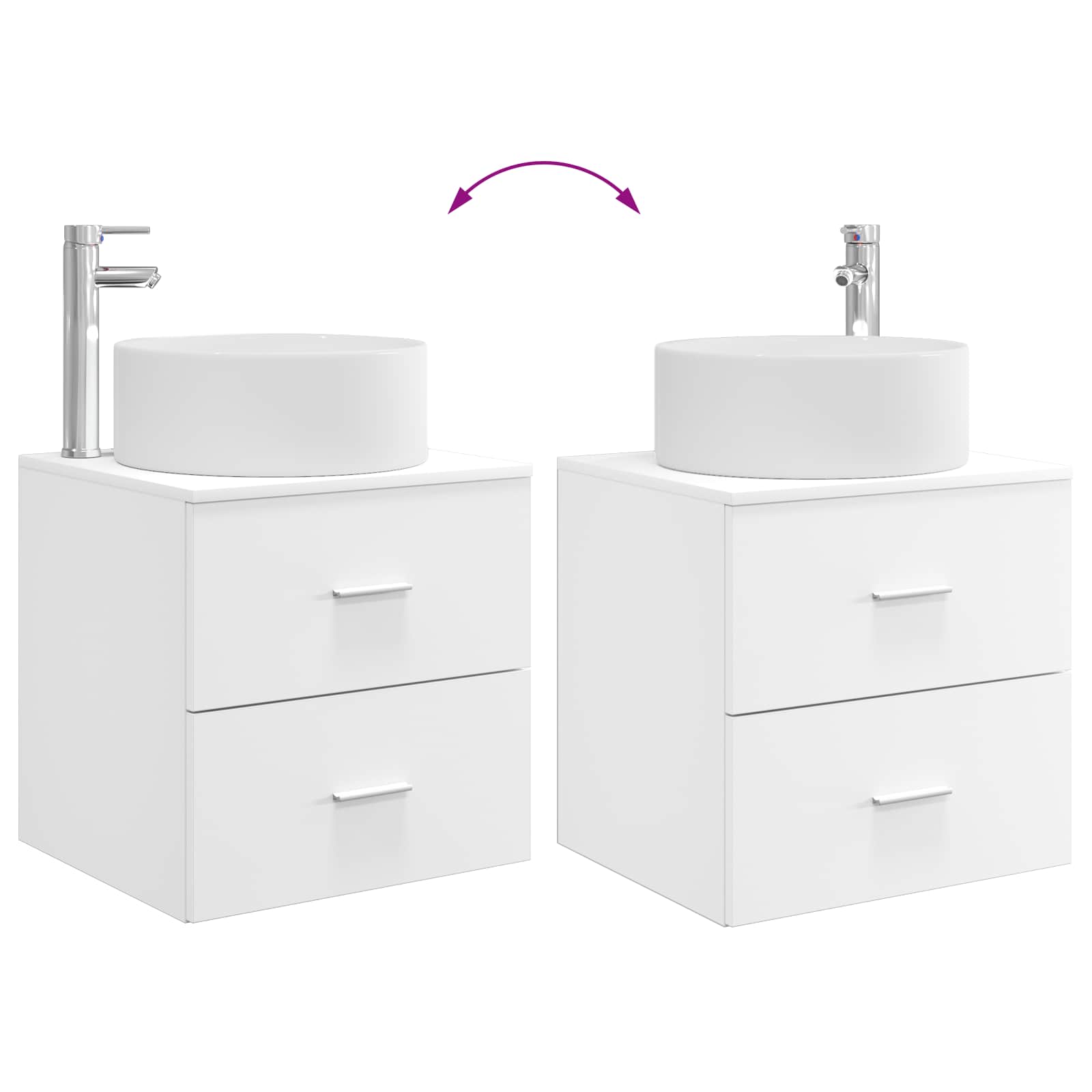 Badkamermeubelset 3 st Wit 49,5 x 44,5 x 65,5 cm Bewerkt hout
