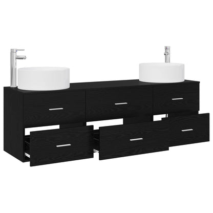 Badkamermeubelset 3 st Zwart 49,5 x 44,5 x 65,5 cm Bewerkt hout