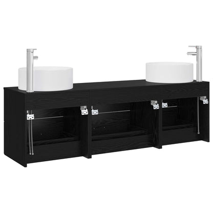 Badkamermeubelset 3 st Zwart 49,5 x 44,5 x 65,5 cm Bewerkt hout
