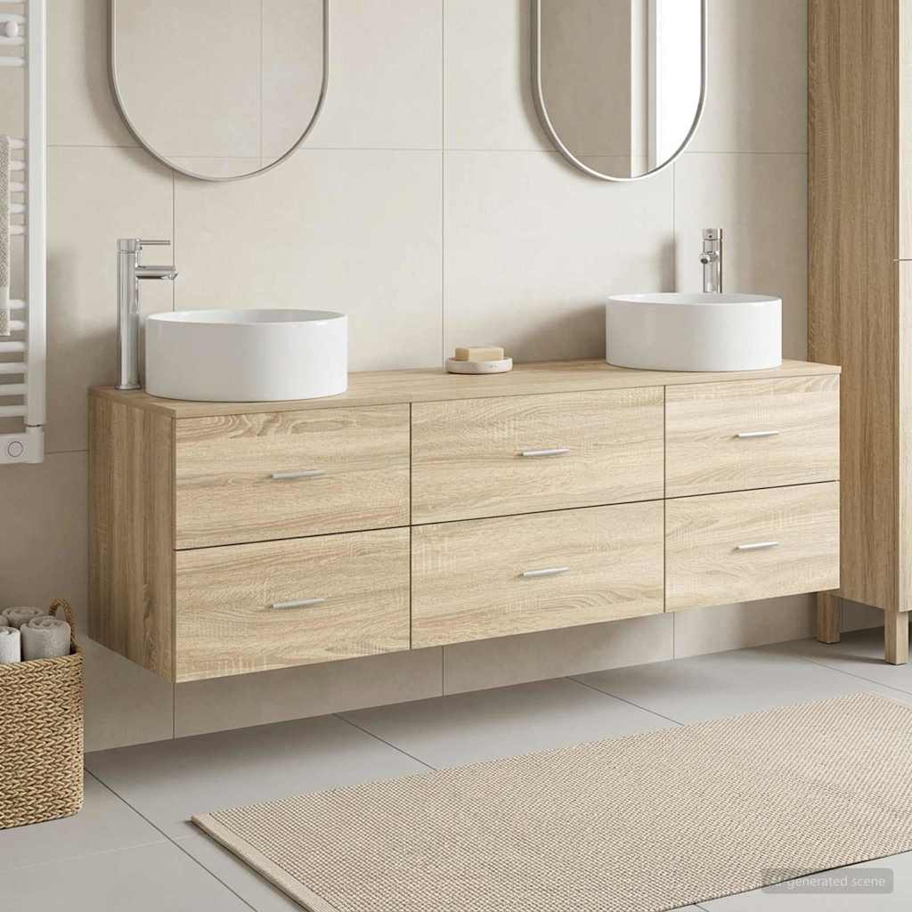 Badkamermeubelset 3 st Sonoma Eiken 49,5 x 44,5 x 65,5 cm