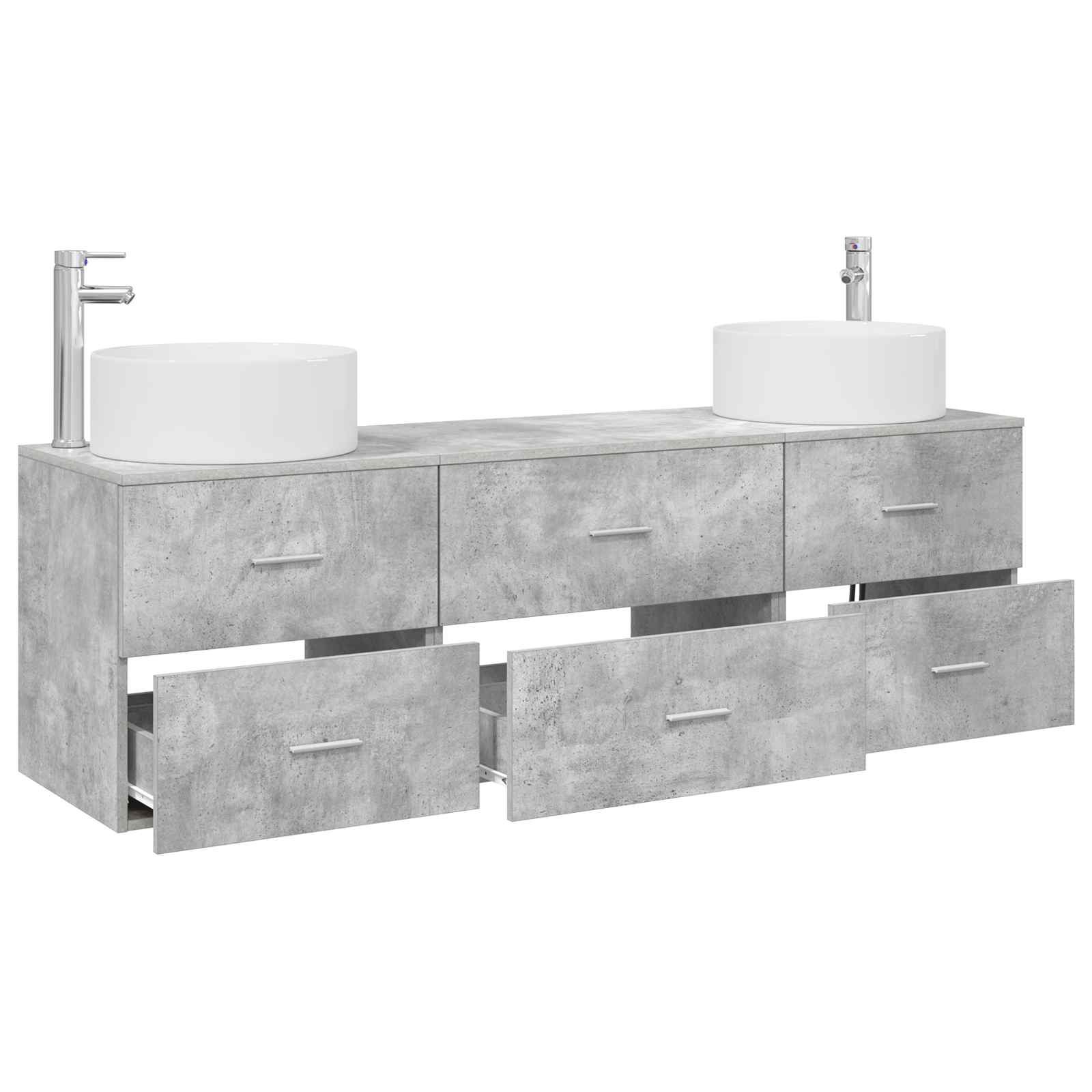 Badkamermeubelset 3 st Betongrijs 49,5 x 44,5 x 65,5 cm