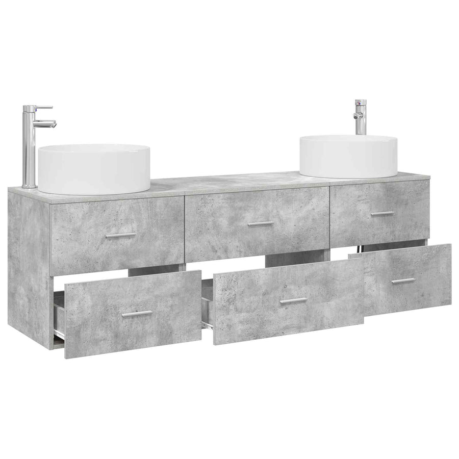 Badkamermeubelset 3 st Betongrijs 49,5 x 44,5 x 65,5 cm