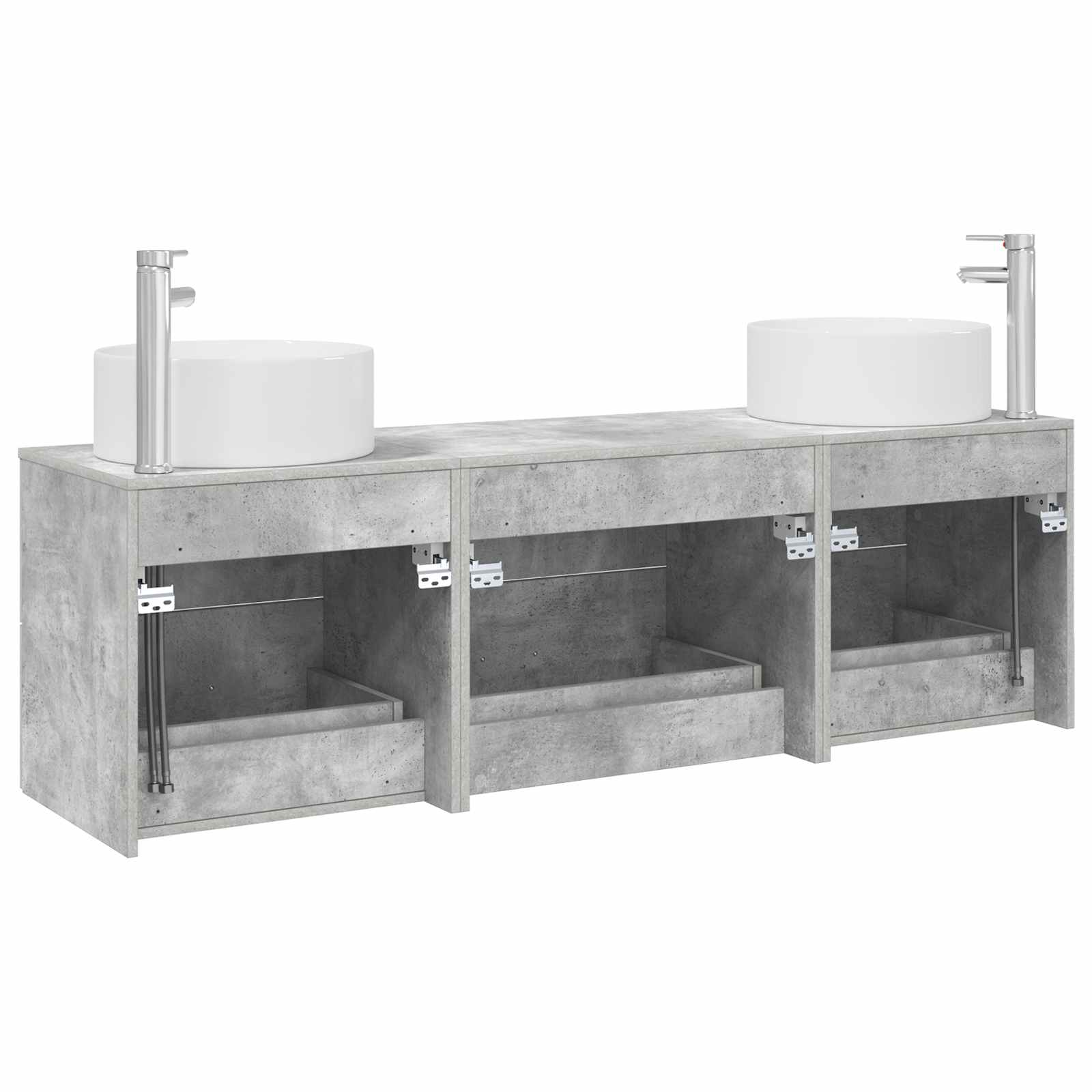 Badkamermeubelset 3 st Betongrijs 49,5 x 44,5 x 65,5 cm
