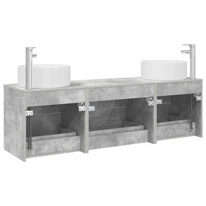 Badkamermeubelset 3 st Betongrijs 49,5 x 44,5 x 65,5 cm