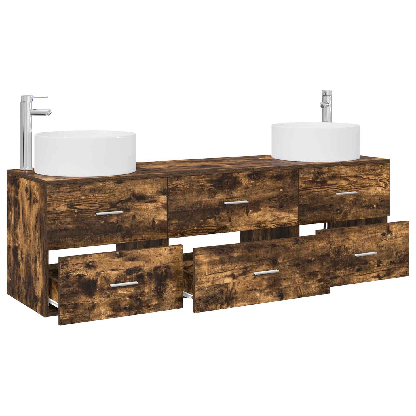 Badkamermeubelset 3 st Gerookt eiken 49,5 x 44,5 x 65,5 cm