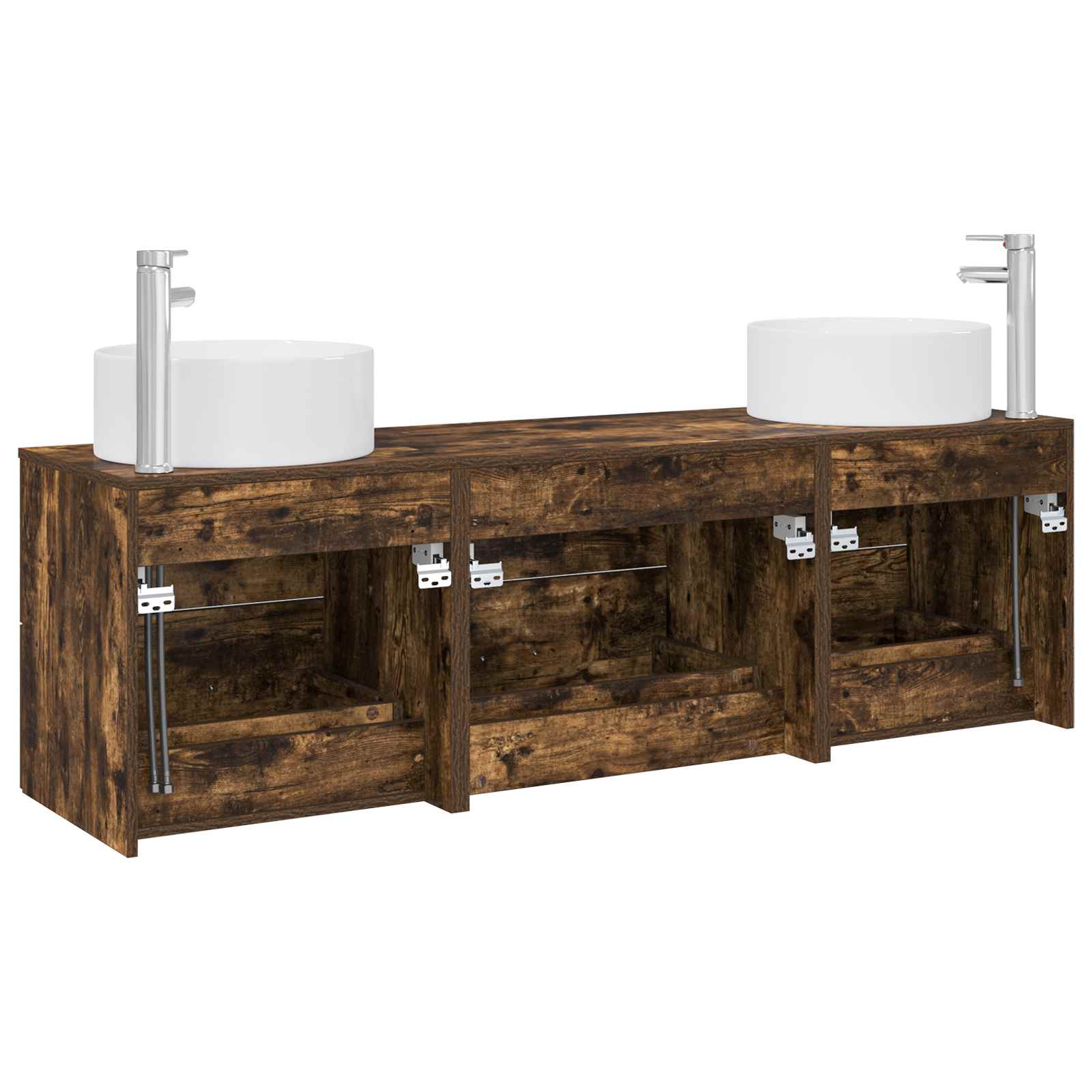 Badkamermeubelset 3 st Gerookt eiken 49,5 x 44,5 x 65,5 cm