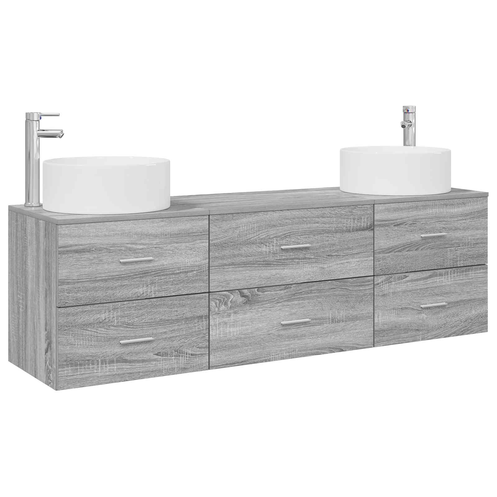 Badkamermeubelset 3 st Grijs Sonoma 49,5 x 44,5 x 65,5 cm