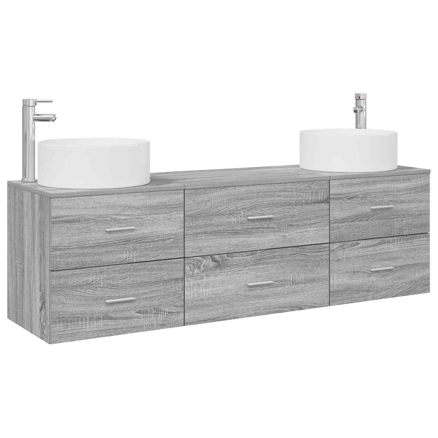 Badkamermeubelset 3 st Grijs Sonoma 49,5 x 44,5 x 65,5 cm