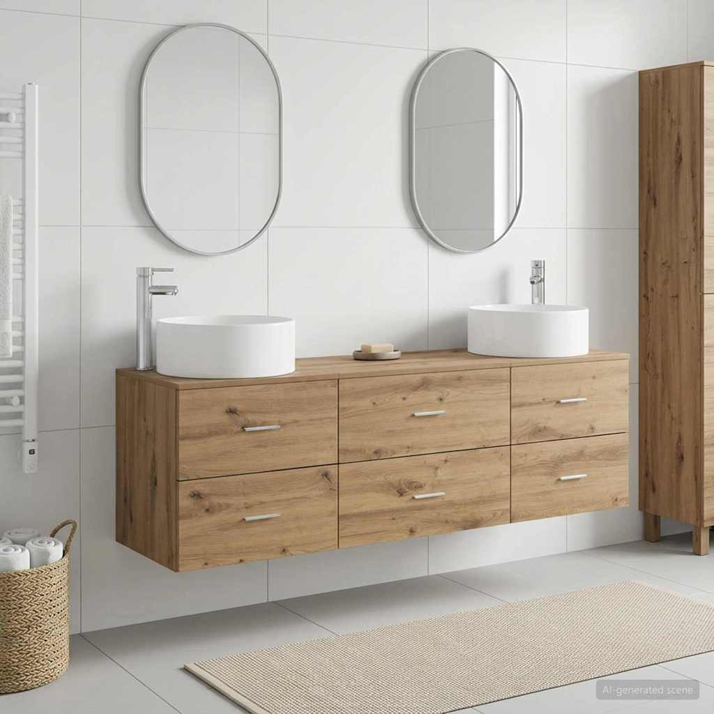 Badkamermeubelset 3 st Artisanaal eiken 49,5 x 44,5 x 65,5 cm