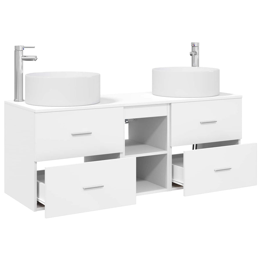 Badkamermeubelset 3 st Wit 49,5 x 44,5 x 65,5 cm Bewerkt hout