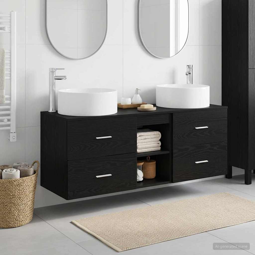 Badkamermeubelset 3 st Zwart 49,5 x 44,5 x 65,5 cm Bewerkt hout