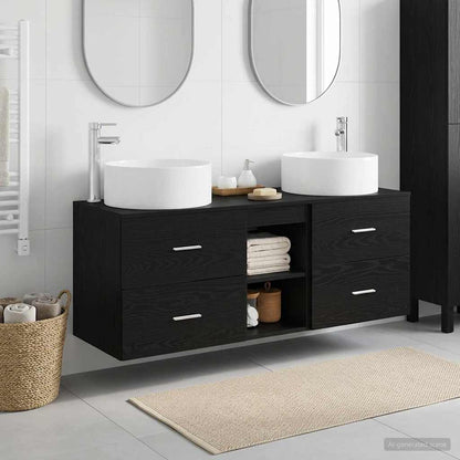 Badkamermeubelset 3 st Zwart 49,5 x 44,5 x 65,5 cm Bewerkt hout