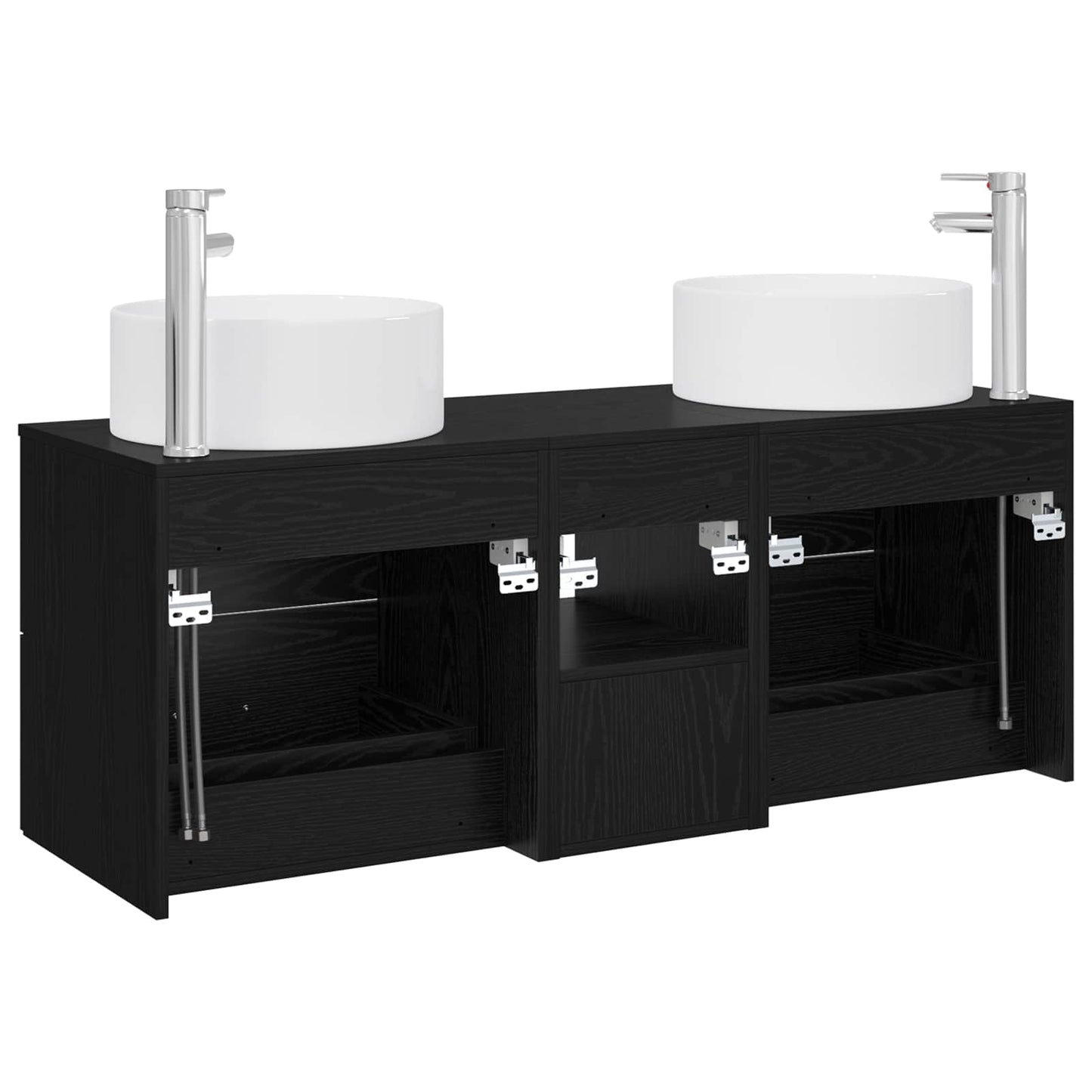 Badkamermeubelset 3 st Zwart 49,5 x 44,5 x 65,5 cm Bewerkt hout