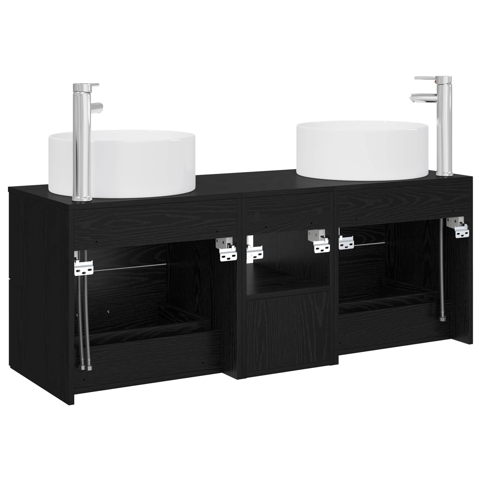 Badkamermeubelset 3 st Zwart 49,5 x 44,5 x 65,5 cm Bewerkt hout