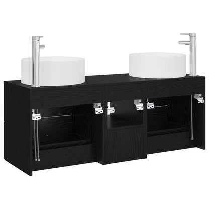 Badkamermeubelset 3 st Zwart 49,5 x 44,5 x 65,5 cm Bewerkt hout
