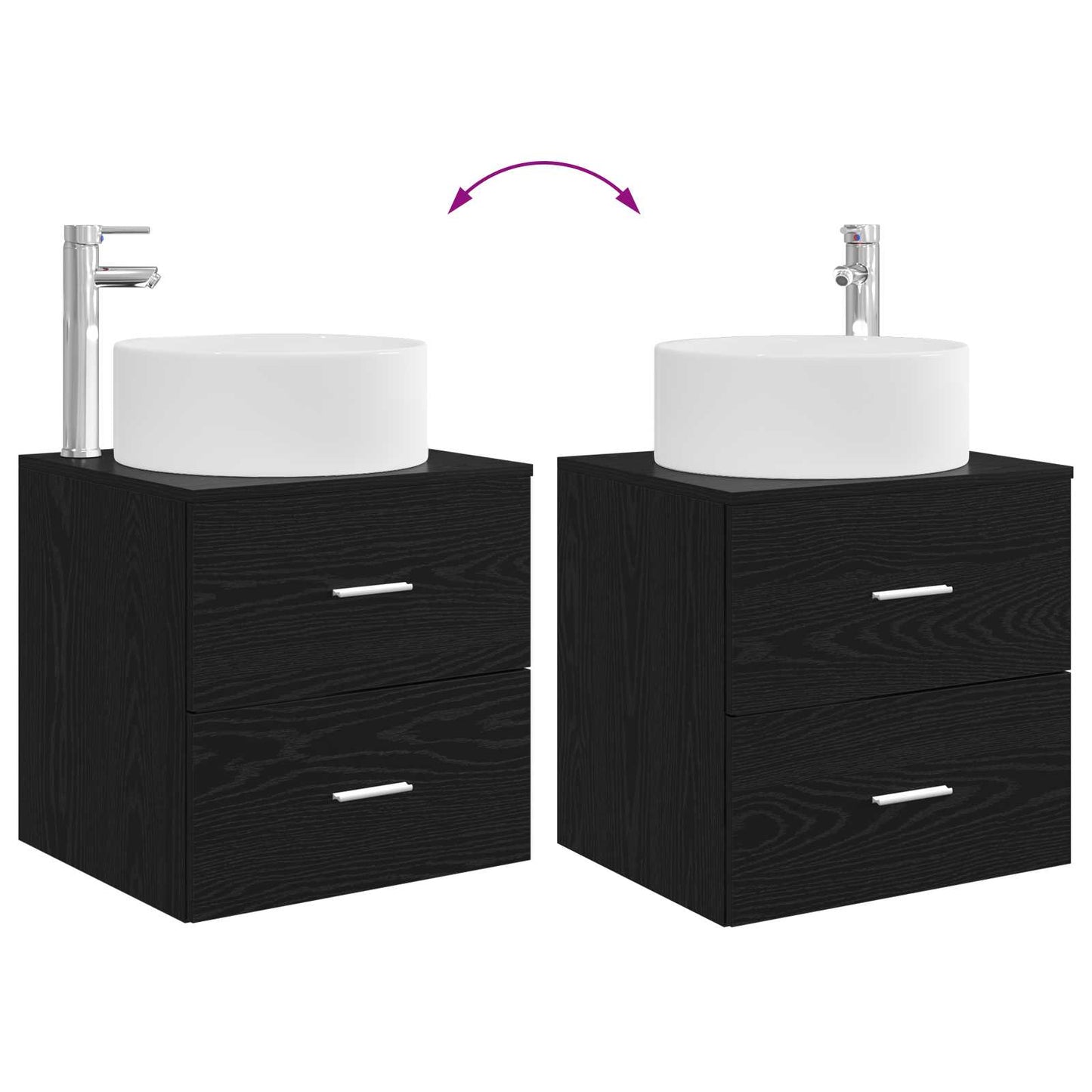 Badkamermeubelset 3 st Zwart 49,5 x 44,5 x 65,5 cm Bewerkt hout