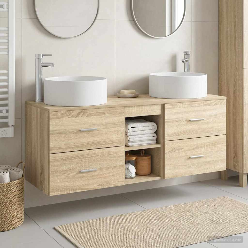 Badkamermeubelset 3 st Sonoma Eiken 49,5 x 44,5 x 65,5 cm