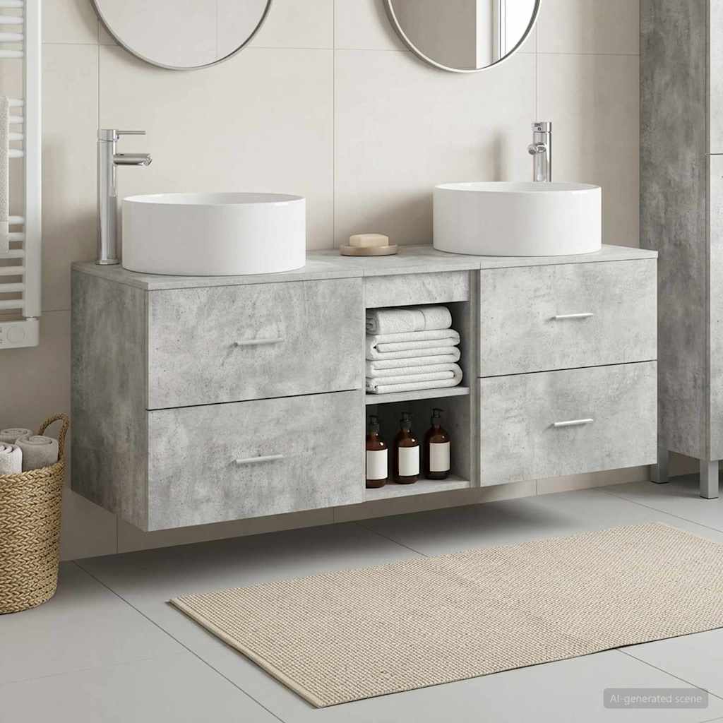 Badkamermeubelset 3 st Betongrijs 49,5 x 44,5 x 65,5 cm