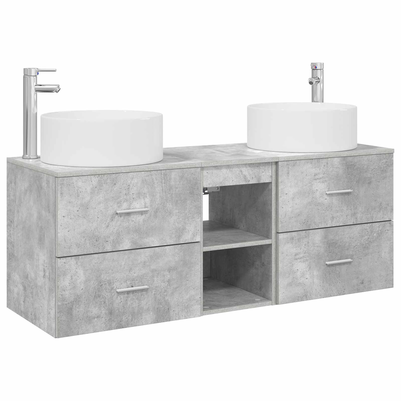 Badkamermeubelset 3 st Betongrijs 49,5 x 44,5 x 65,5 cm