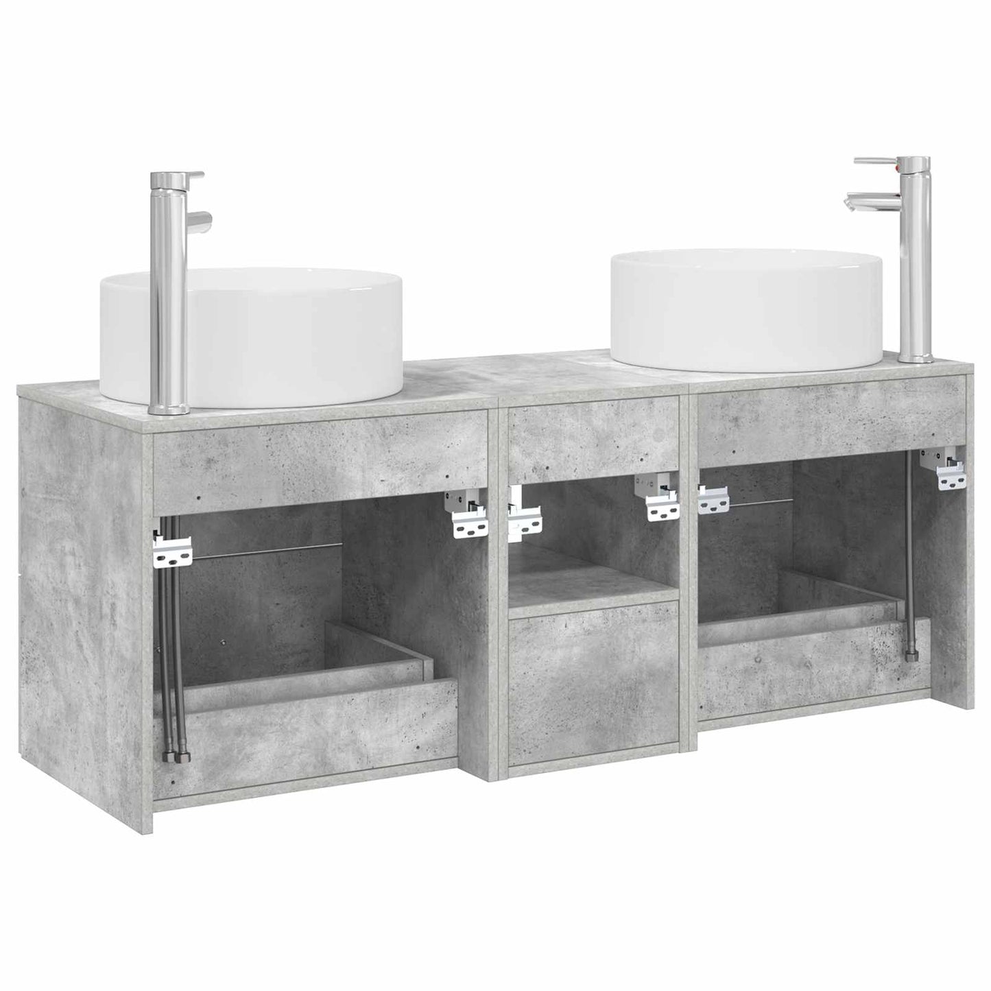 Badkamermeubelset 3 st Betongrijs 49,5 x 44,5 x 65,5 cm