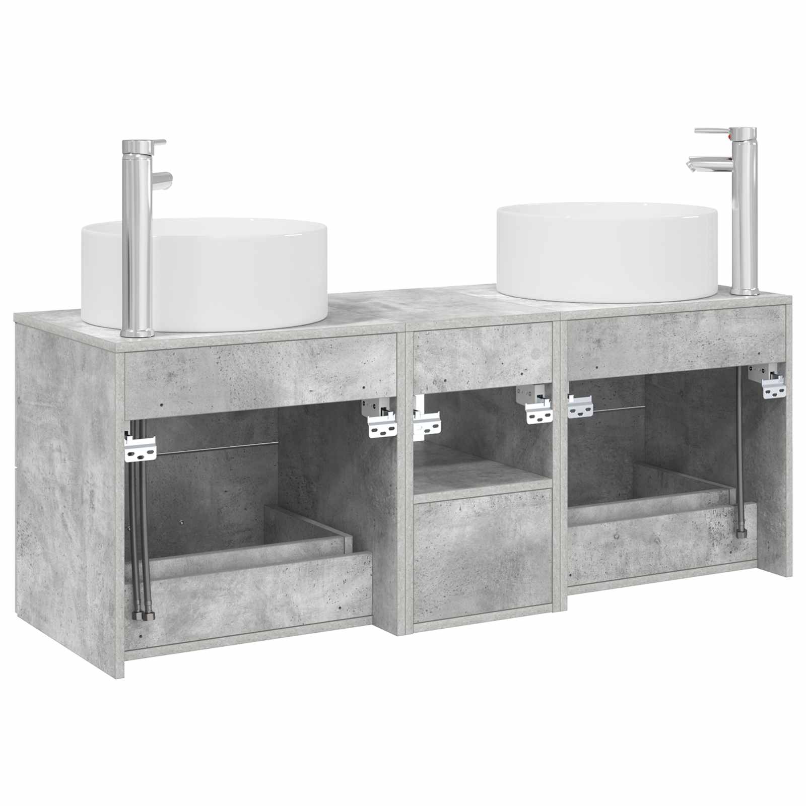 Badkamermeubelset 3 st Betongrijs 49,5 x 44,5 x 65,5 cm