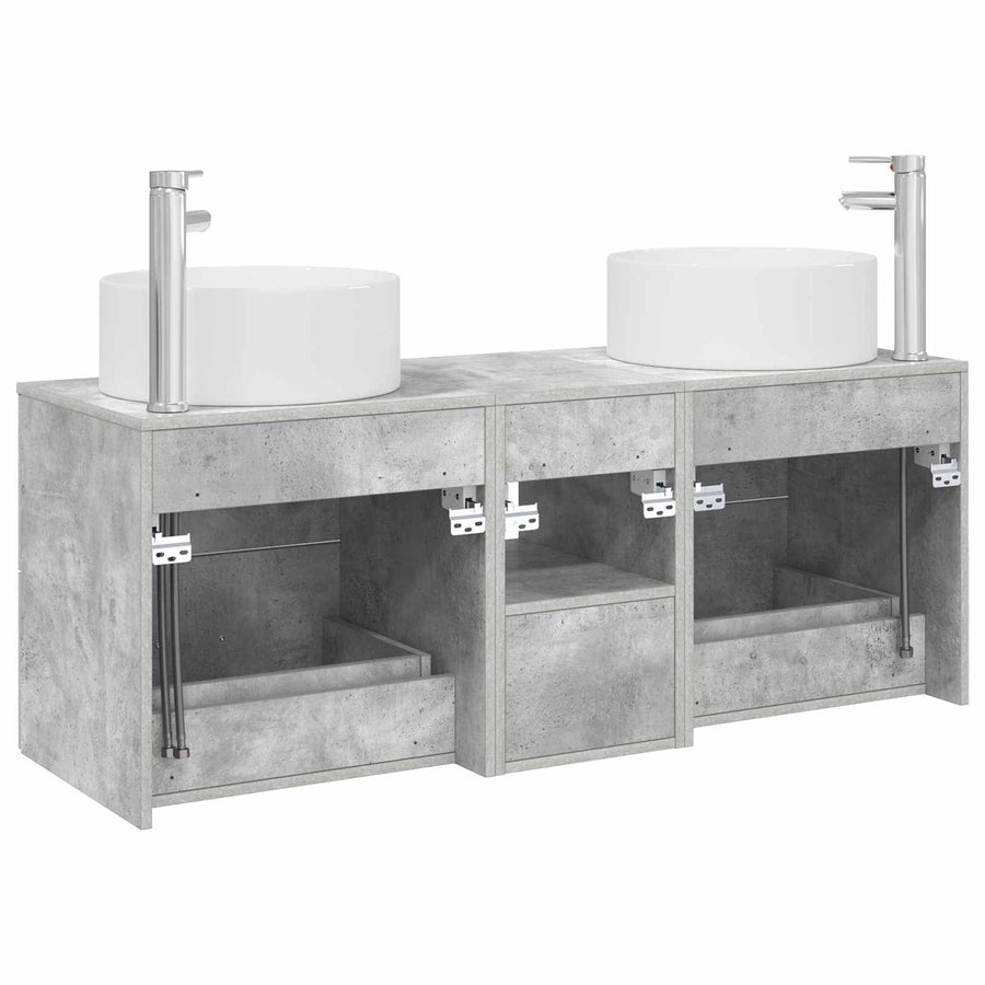 Badkamermeubelset 3 st Betongrijs 49,5 x 44,5 x 65,5 cm