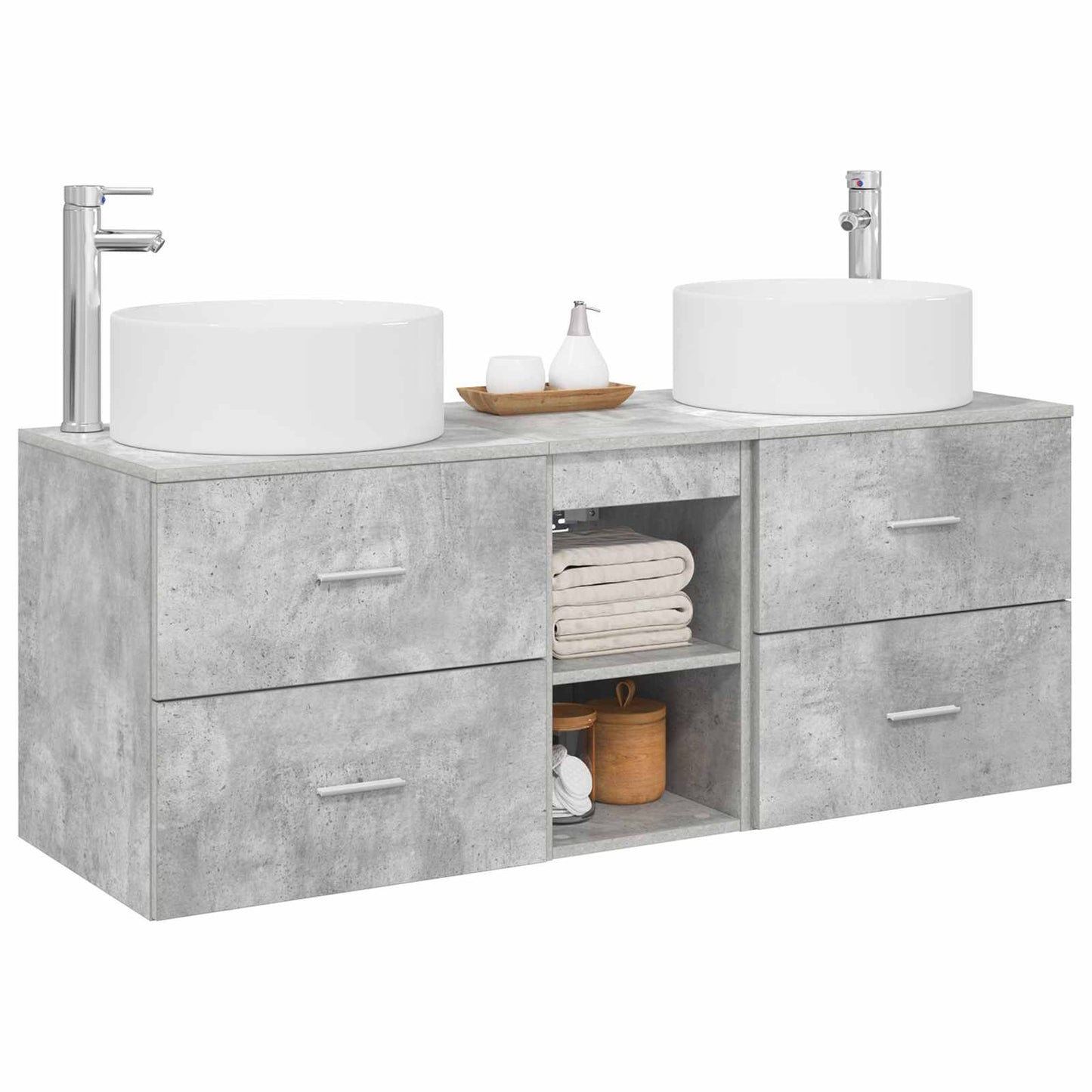 Badkamermeubelset 3 st Betongrijs 49,5 x 44,5 x 65,5 cm