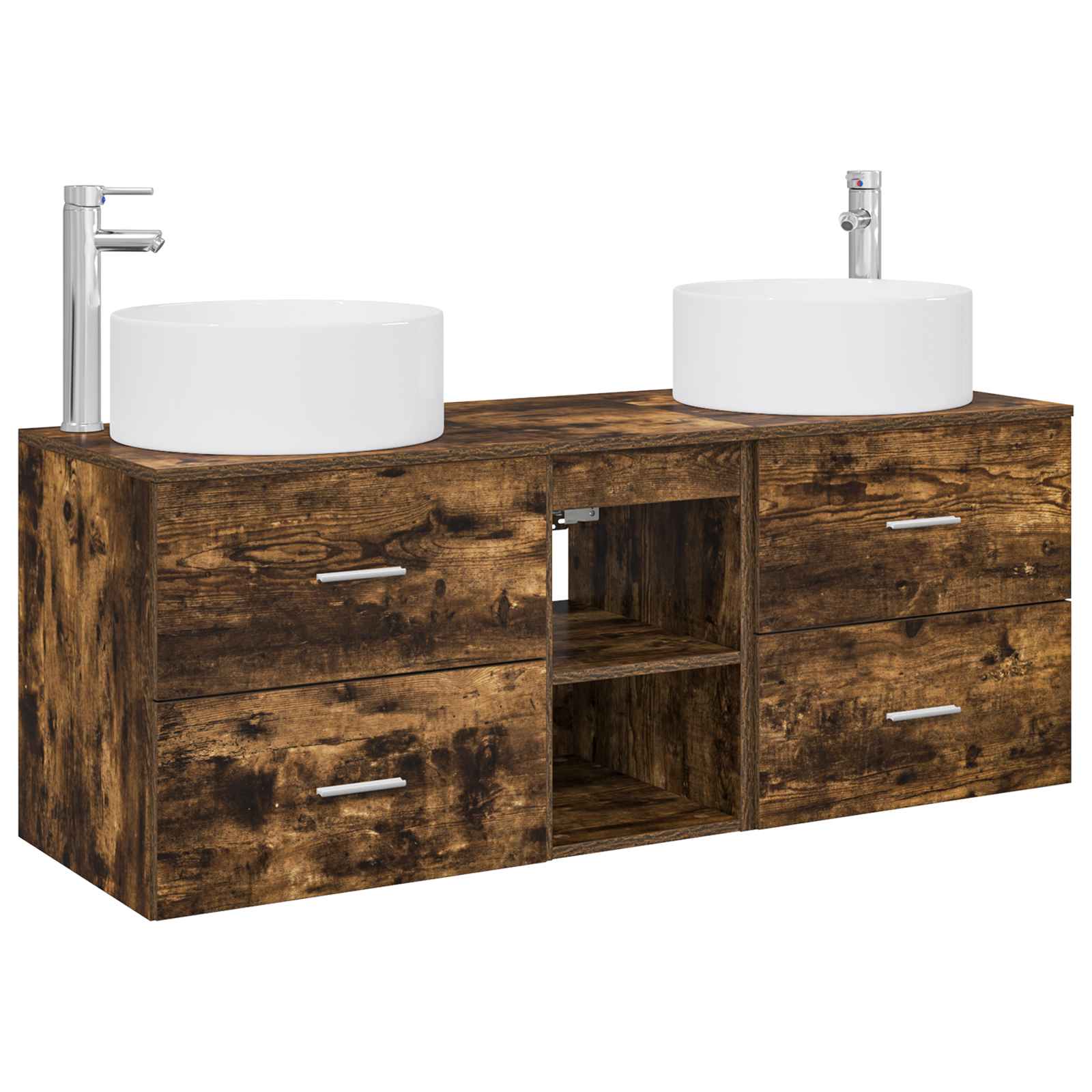 Badkamermeubelset 3 st Gerookt eiken 49,5 x 44,5 x 65,5 cm