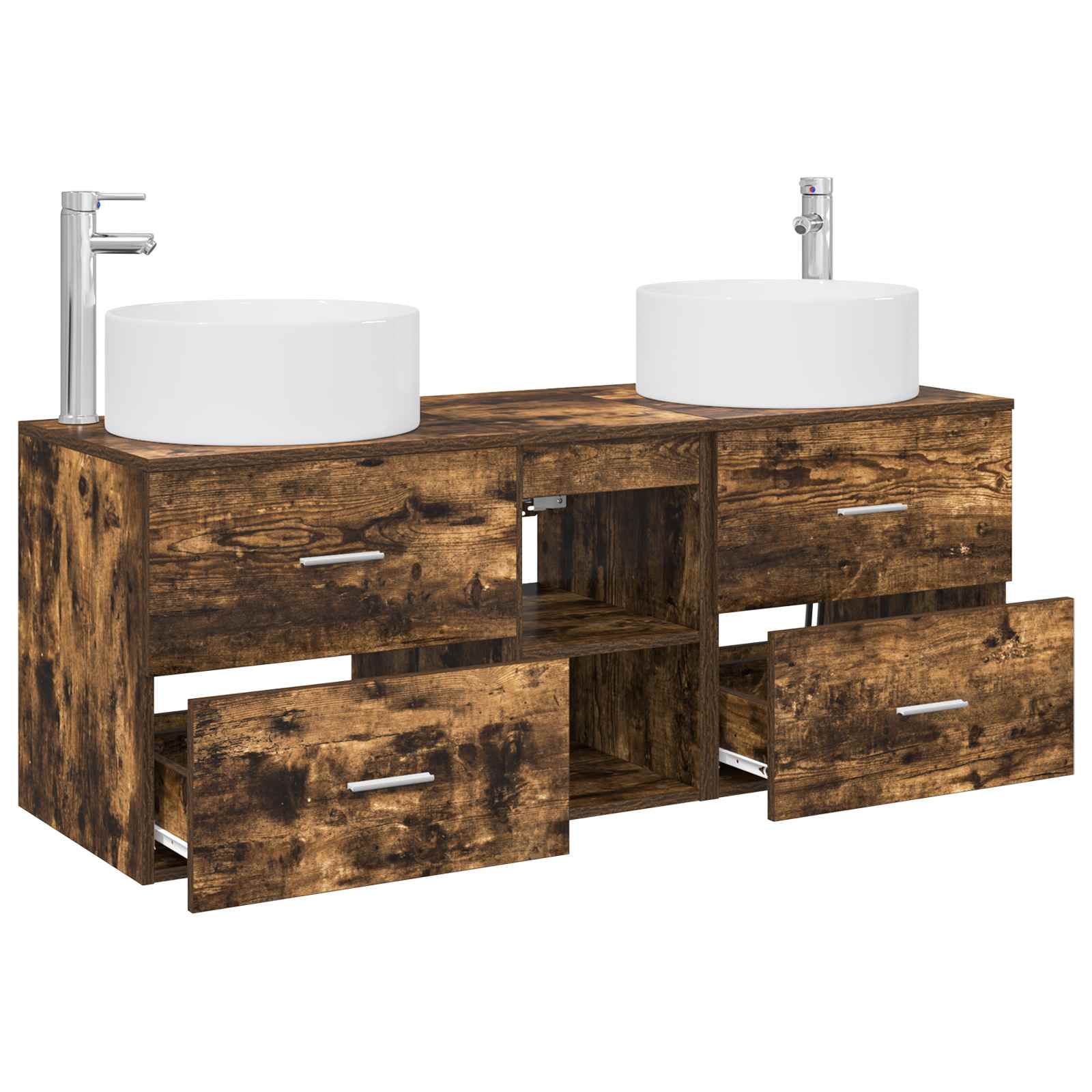 Badkamermeubelset 3 st Gerookt eiken 49,5 x 44,5 x 65,5 cm
