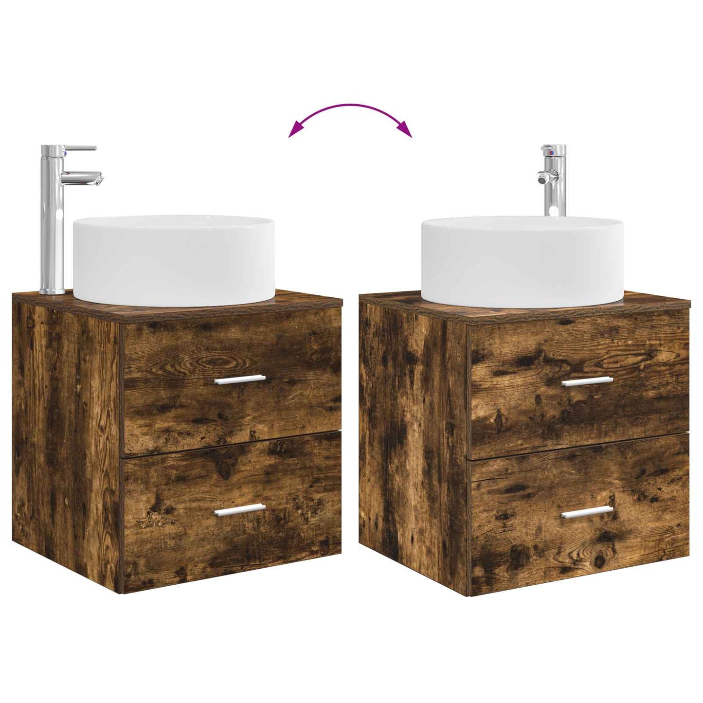 Badkamermeubelset 3 st Gerookt eiken 49,5 x 44,5 x 65,5 cm