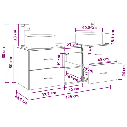 Badkamermeubelset 3 st Gerookt eiken 49,5 x 44,5 x 65,5 cm