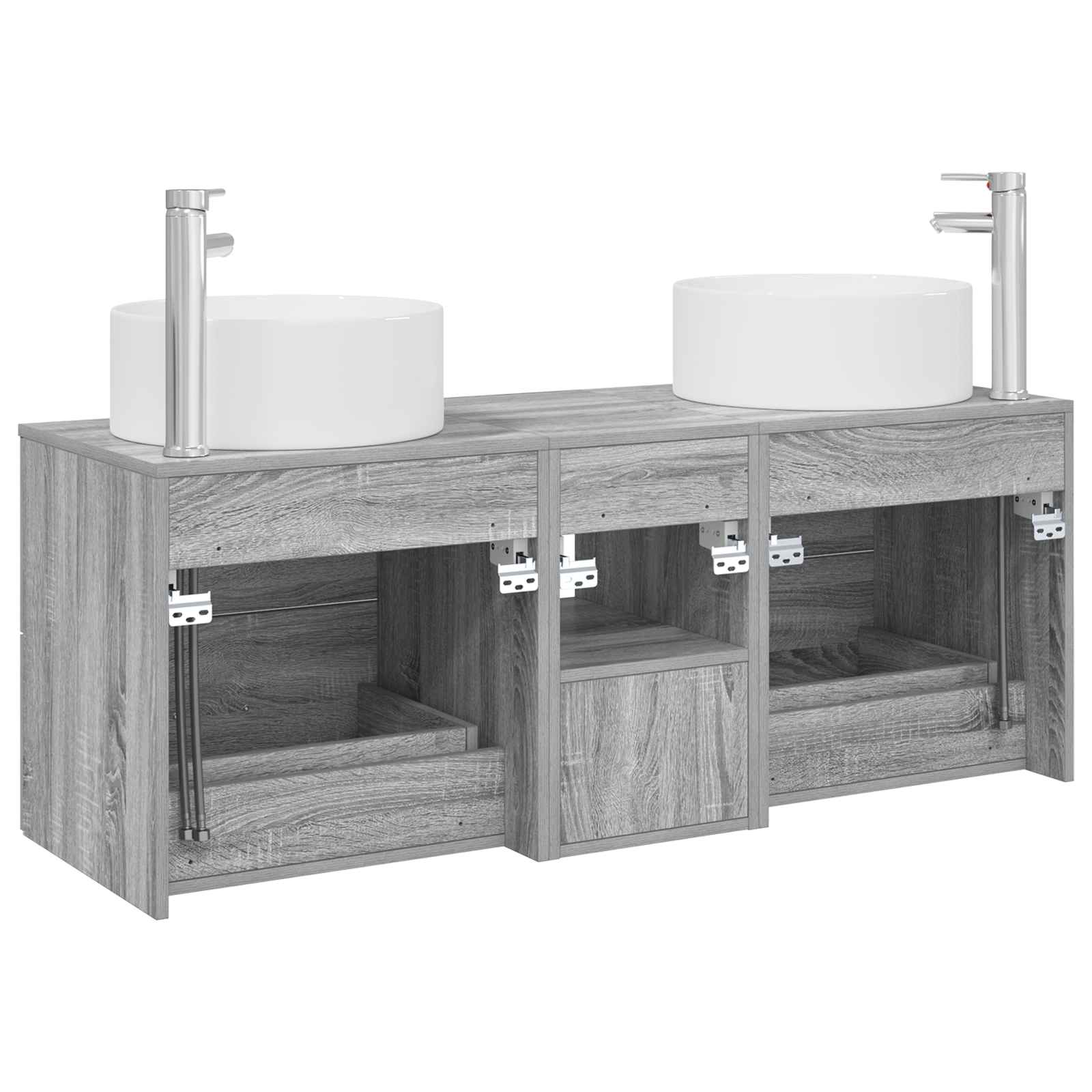 Badkamermeubelset 3 st Grijs Sonoma 49,5 x 44,5 x 65,5 cm