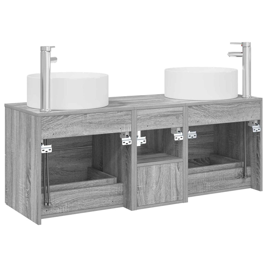 Badkamermeubelset 3 st Grijs Sonoma 49,5 x 44,5 x 65,5 cm