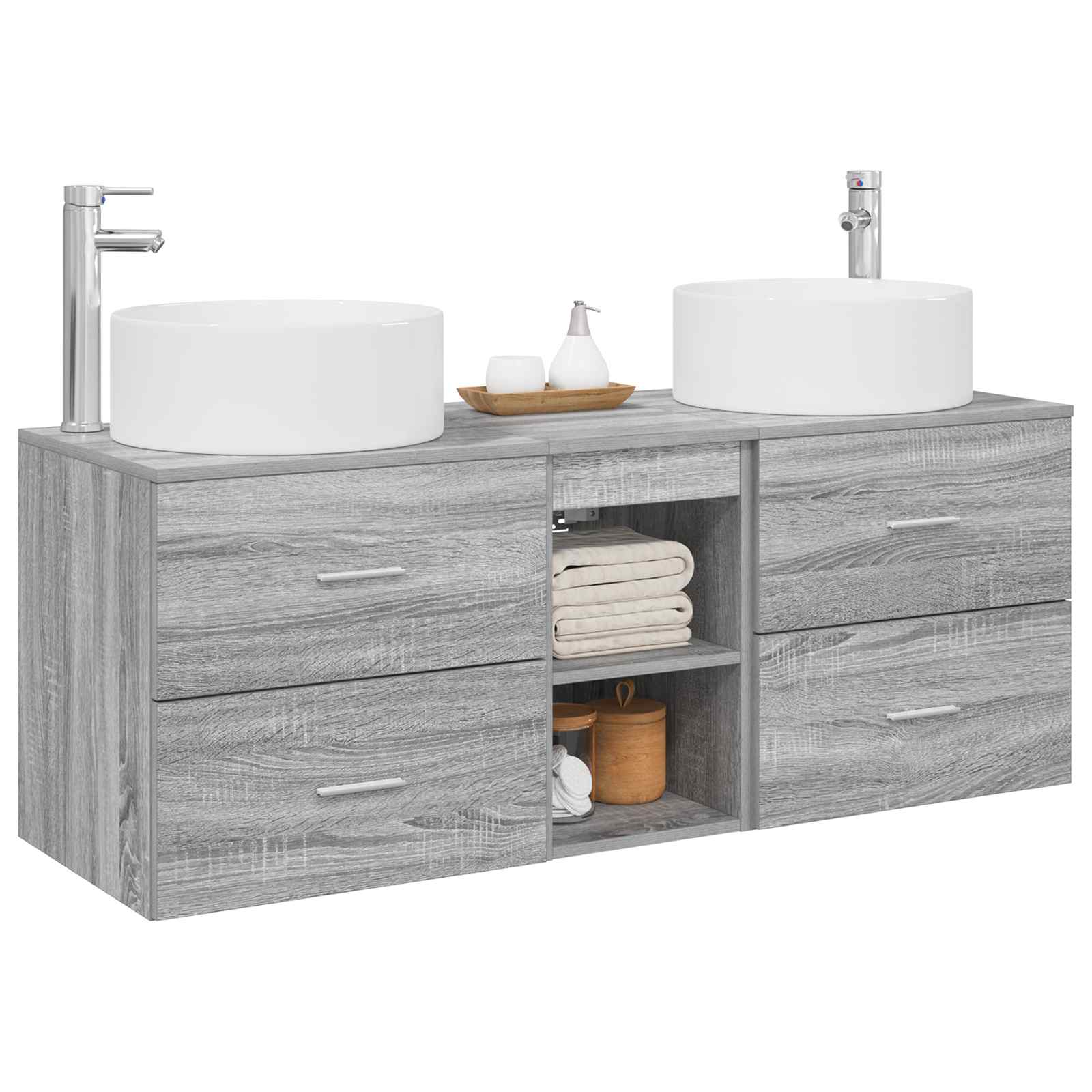 Badkamermeubelset 3 st Grijs Sonoma 49,5 x 44,5 x 65,5 cm