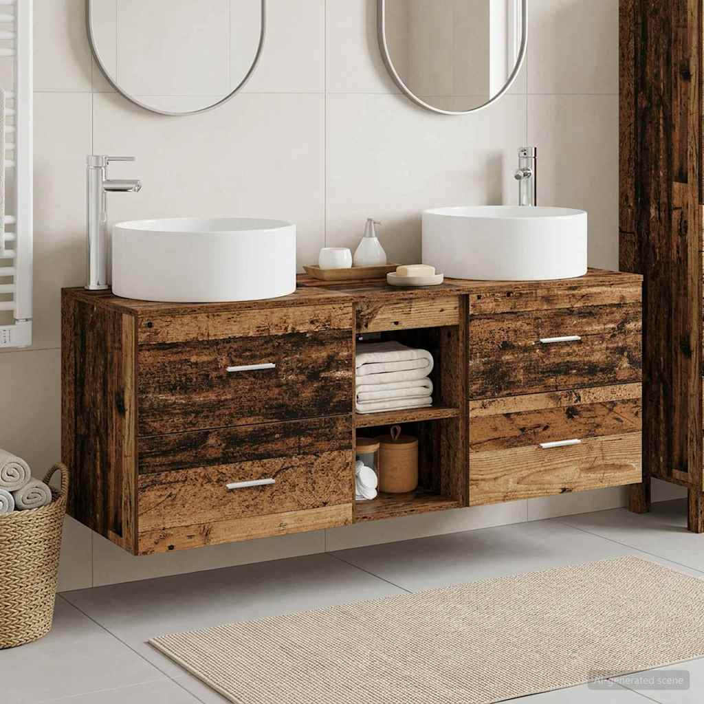Badkamermeubelset 3 st Oud hout 49,5 x 44,5 x 65,5 cm